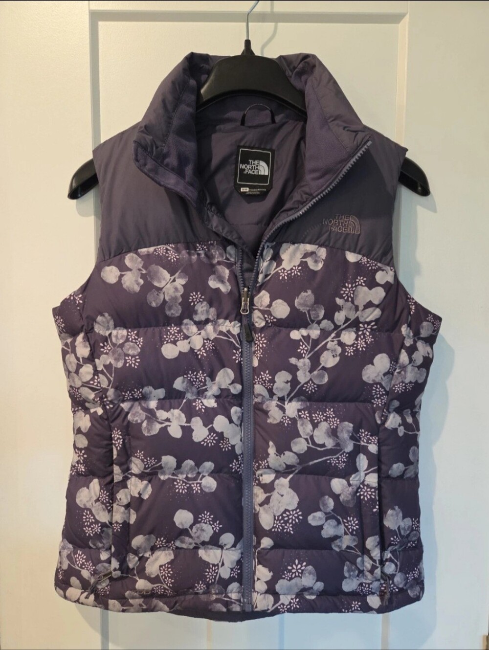The North Face Women's Nuptse 700 Goose Down Floral Purple Vest Meduim Ski Vest